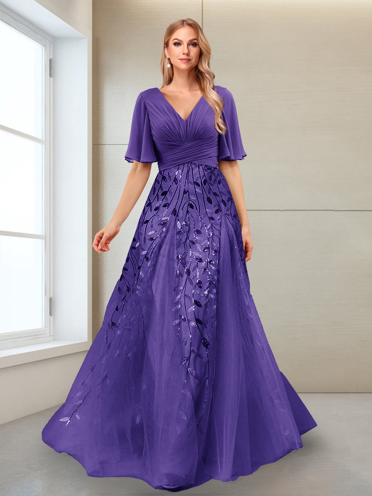 Ysolde Grace Regency front view mother of the bride dress