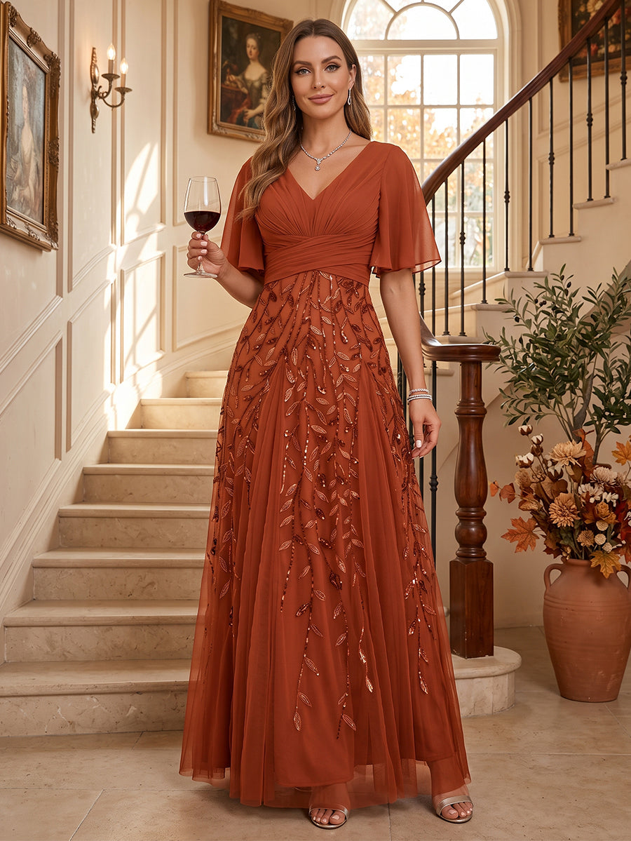 Lucinda Mae Burnt Orange front view mother of the bride dress