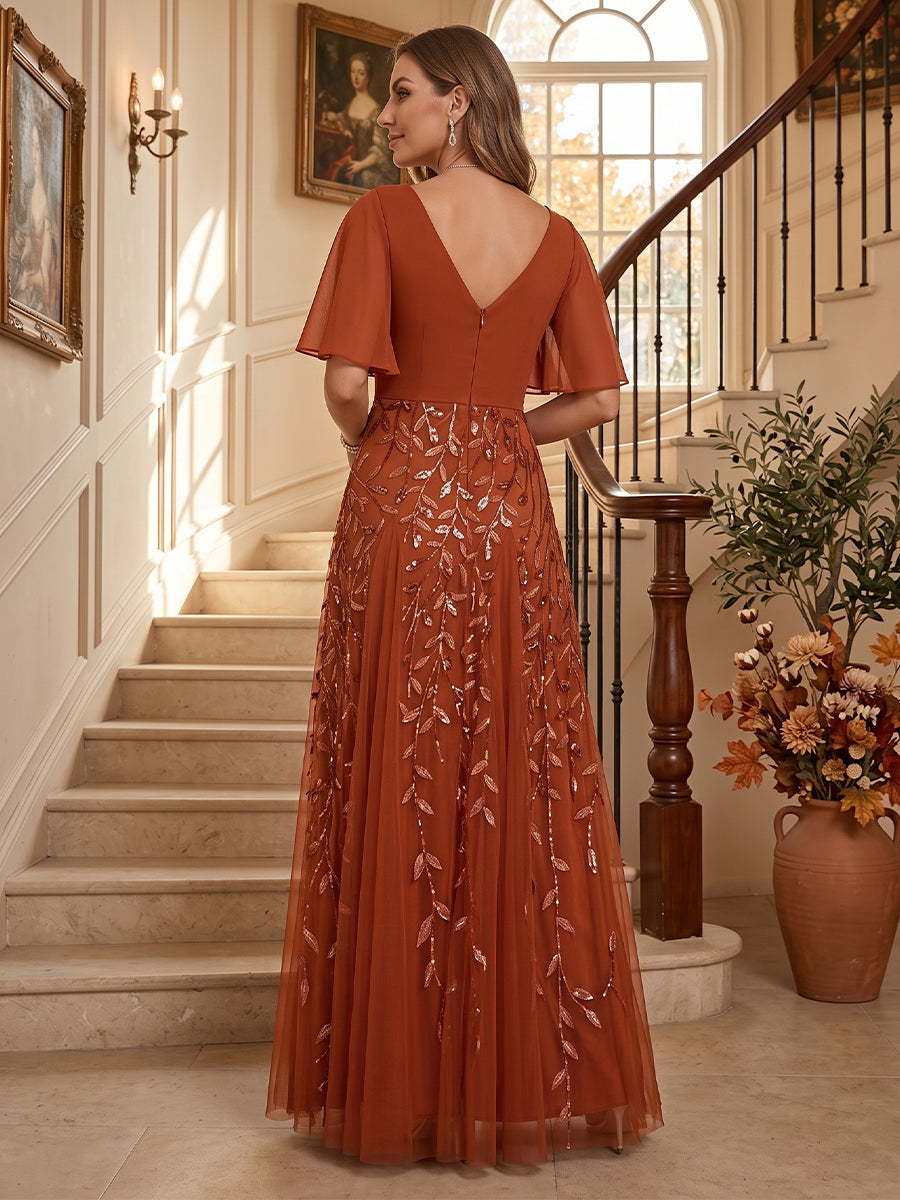 Lucinda Mae Burnt Orange back view mother of the bride dress