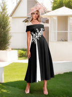 Felicite Black front view wedding guest dress