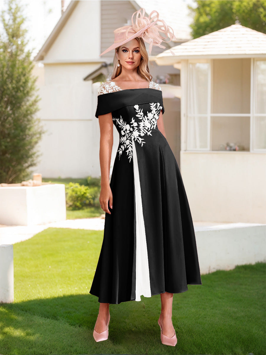 Felicite Black front view wedding guest dress