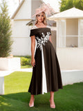 Felicite Brown front view wedding guest dress