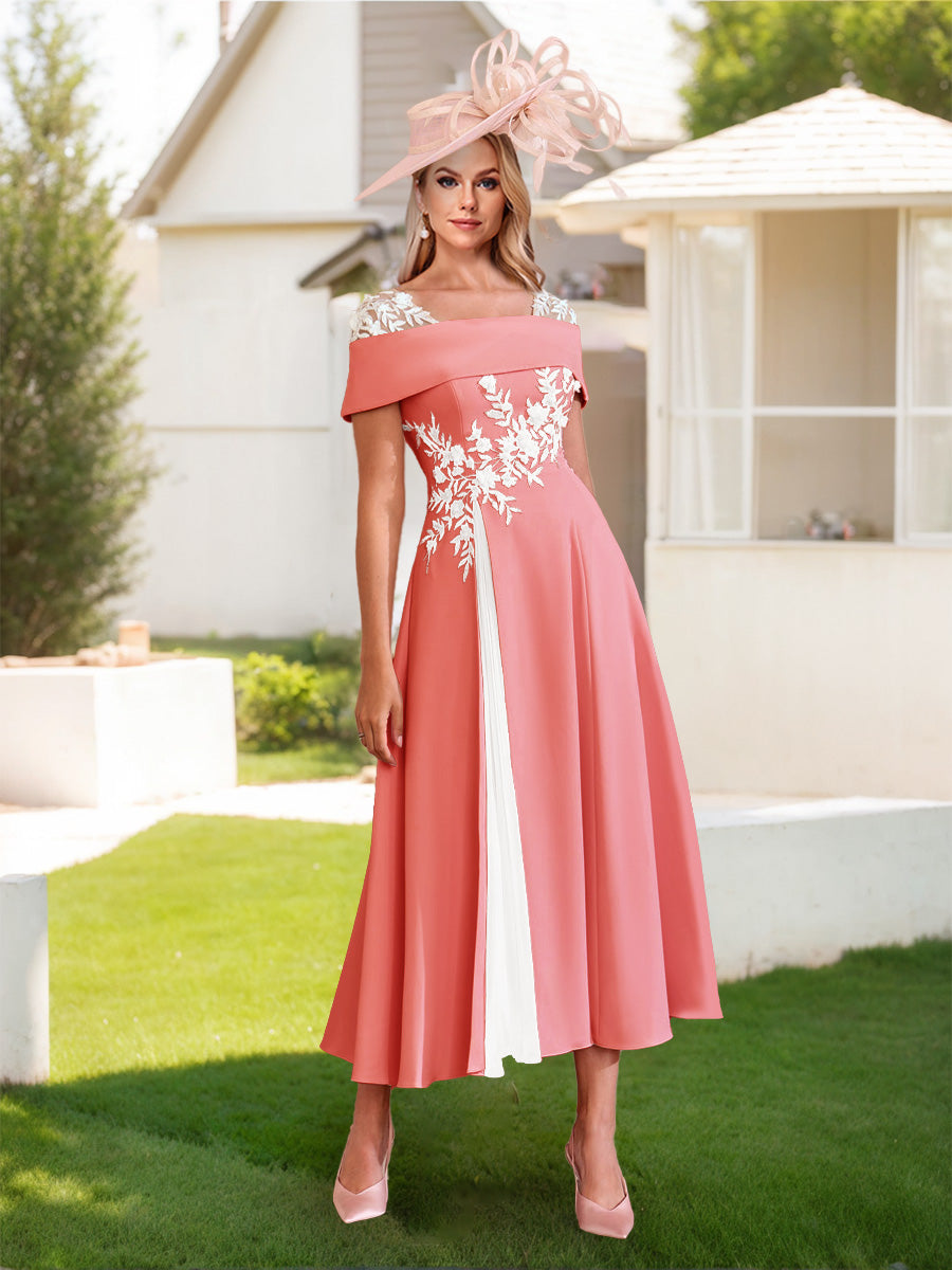 Felicite Coral front view wedding guest dress