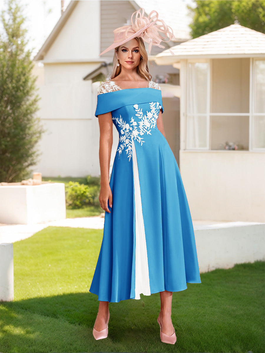 Felicite Ocean Blue front view wedding guest dress