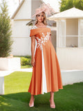 Felicite Orange front view wedding guest dress