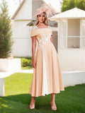 Felicite Peach front view wedding guest dress