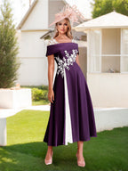 Felicite Plum front view wedding guest dress