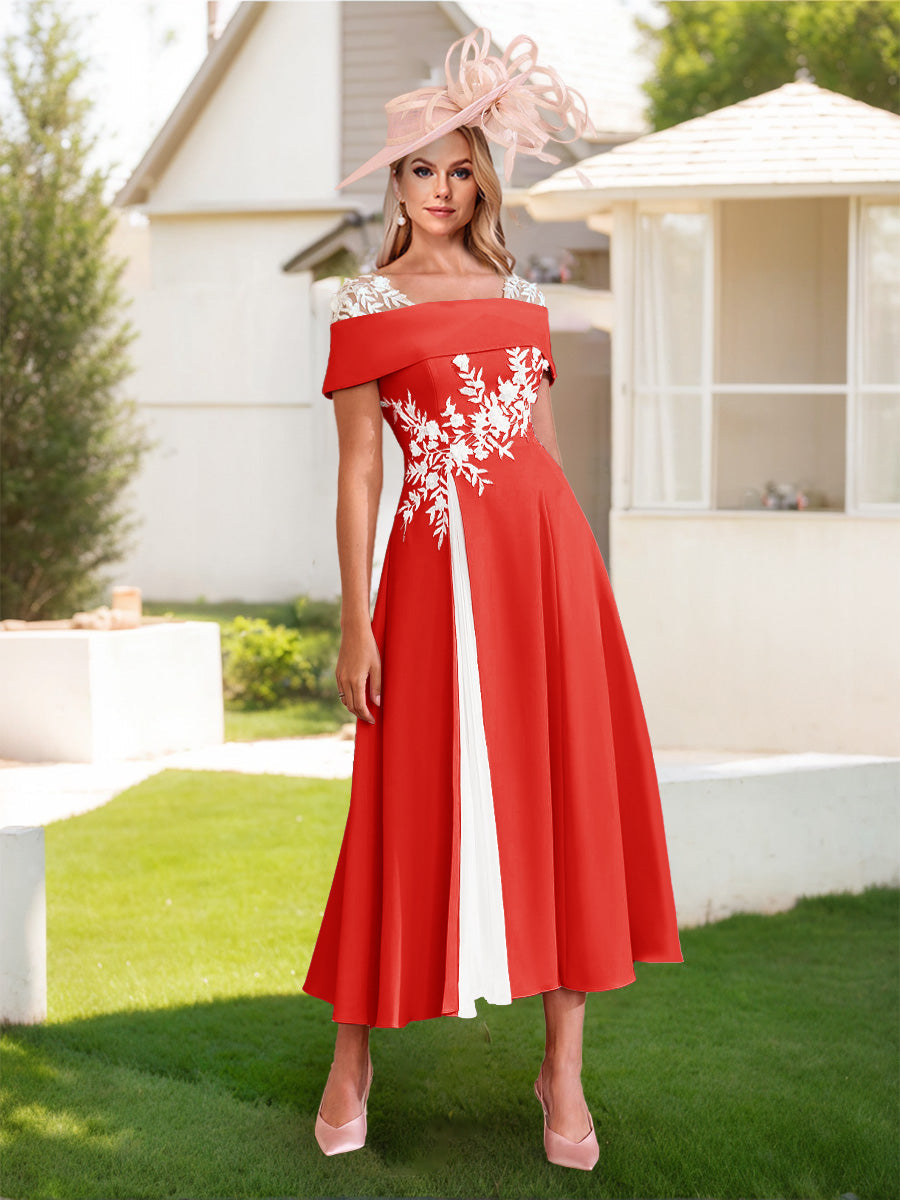 Felicite Red front view wedding guest dress