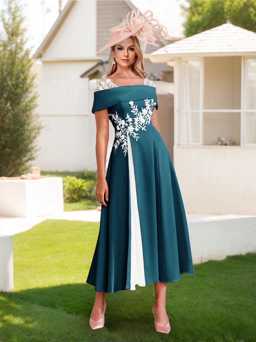 Felicite Teal front view wedding guest dress