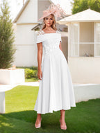 Felicite White front view wedding guest dress