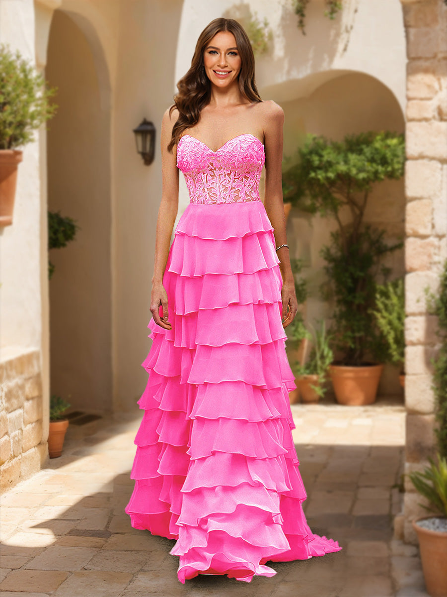 Genevra Clare Hot Pink front view prom dress