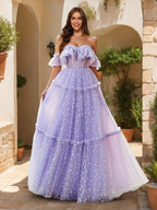 Evelina Sol Lilac front view prom dress