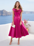 Hanna Elise Fuchsia front view mother of the bride dress