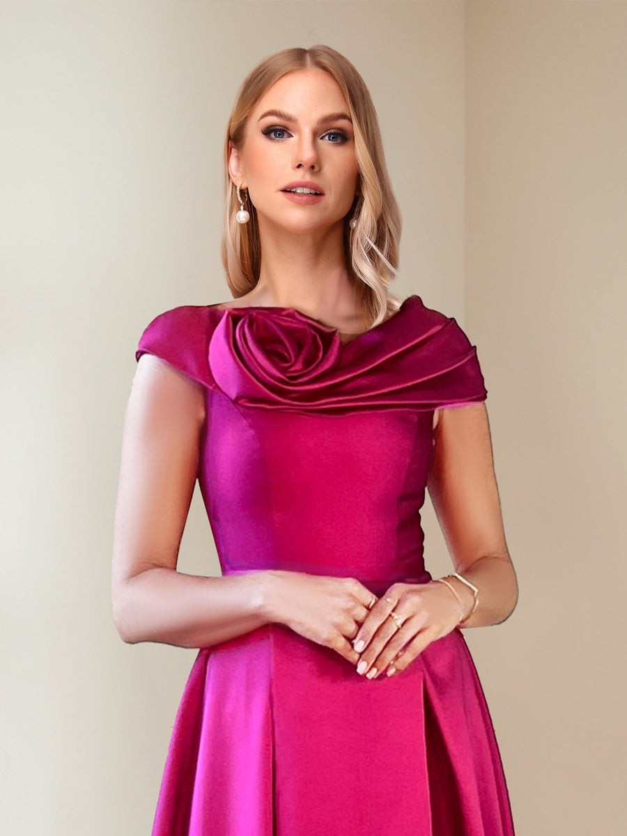 Hanna Elise Fuchsia back view mother of the bride dress