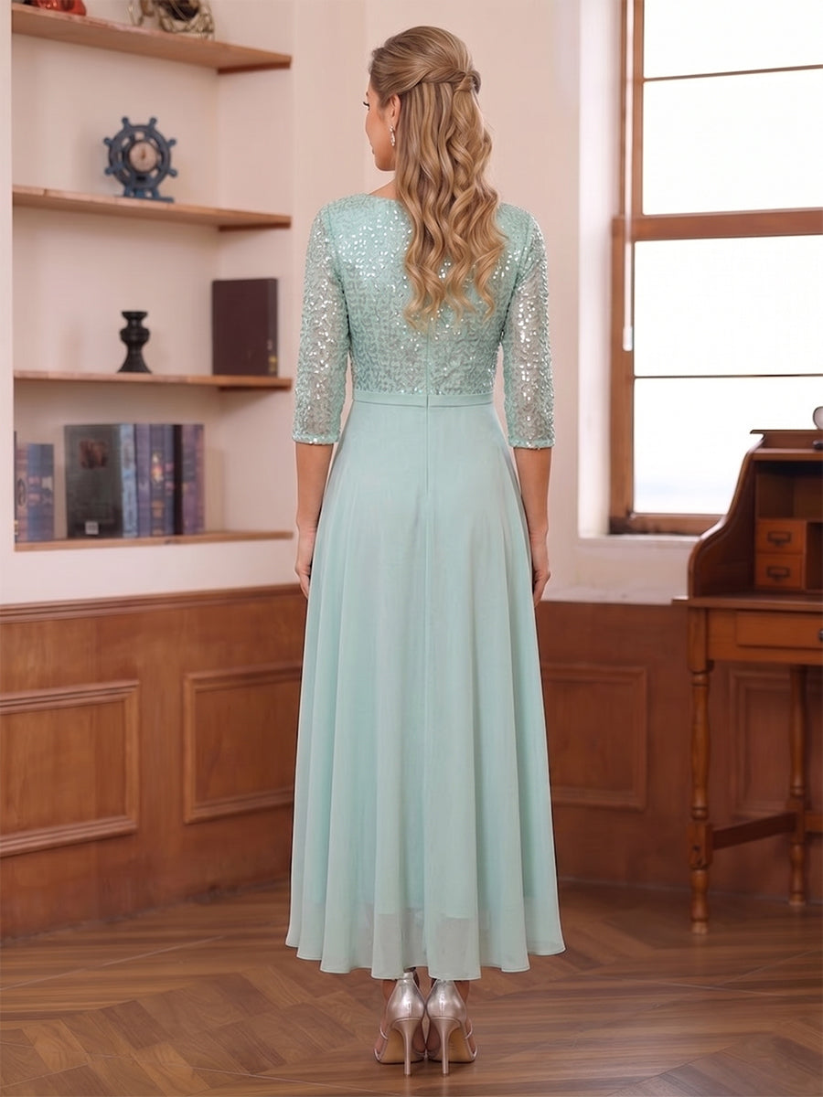 Nerissa Mint Green back view wedding guest dress