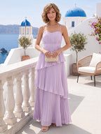 Lunette Lilac front view wedding guest dress