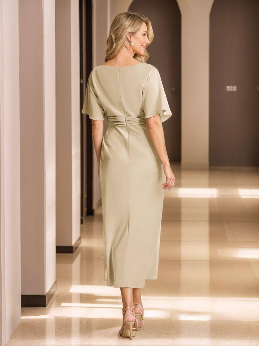 Rosalind Champagne back view wedding guest dress
