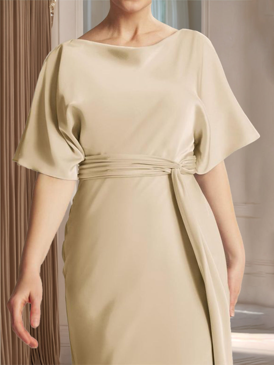Rosalind Champagne side view wedding guest dress
