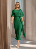 Rosalind Emerald front view wedding guest dress