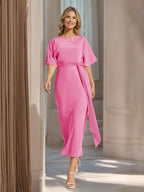 Rosalind Hot Pink front view wedding guest dress