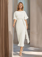 Rosalind Ivory front view wedding guest dress