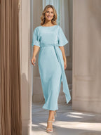 Rosalind Sky Blue front view wedding guest dress