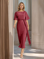 Rosalind Burgundy back view wedding guest dress
