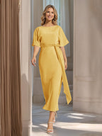 Rosalind Gold back view wedding guest dress