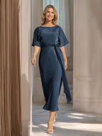 Rosalind Navy Blue front view wedding guest dress