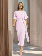 Rosalind Rose Pink front view wedding guest dress