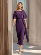 Rosalind Plum back view wedding guest dress