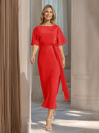 Rosalind Red front view wedding guest dress