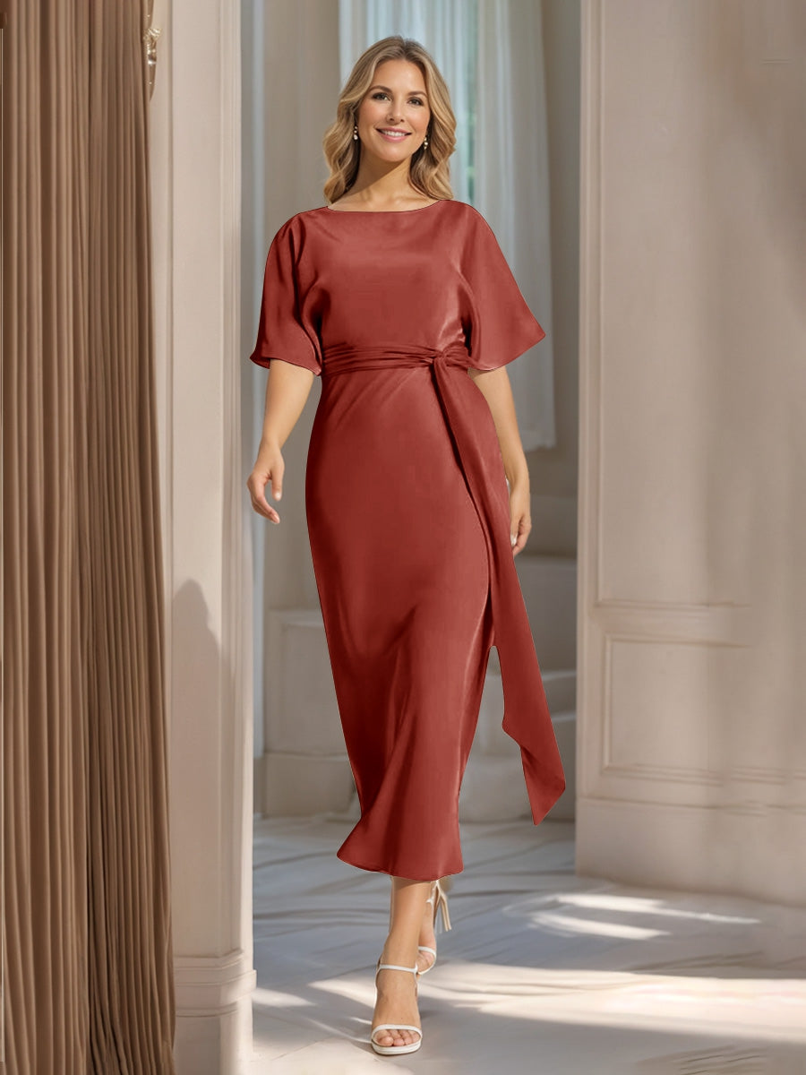 Rosalind Rust front view wedding guest dress
