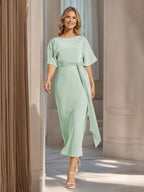 Rosalind Sage Green back view wedding guest dress