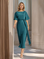 Rosalind Teal front view wedding guest dress