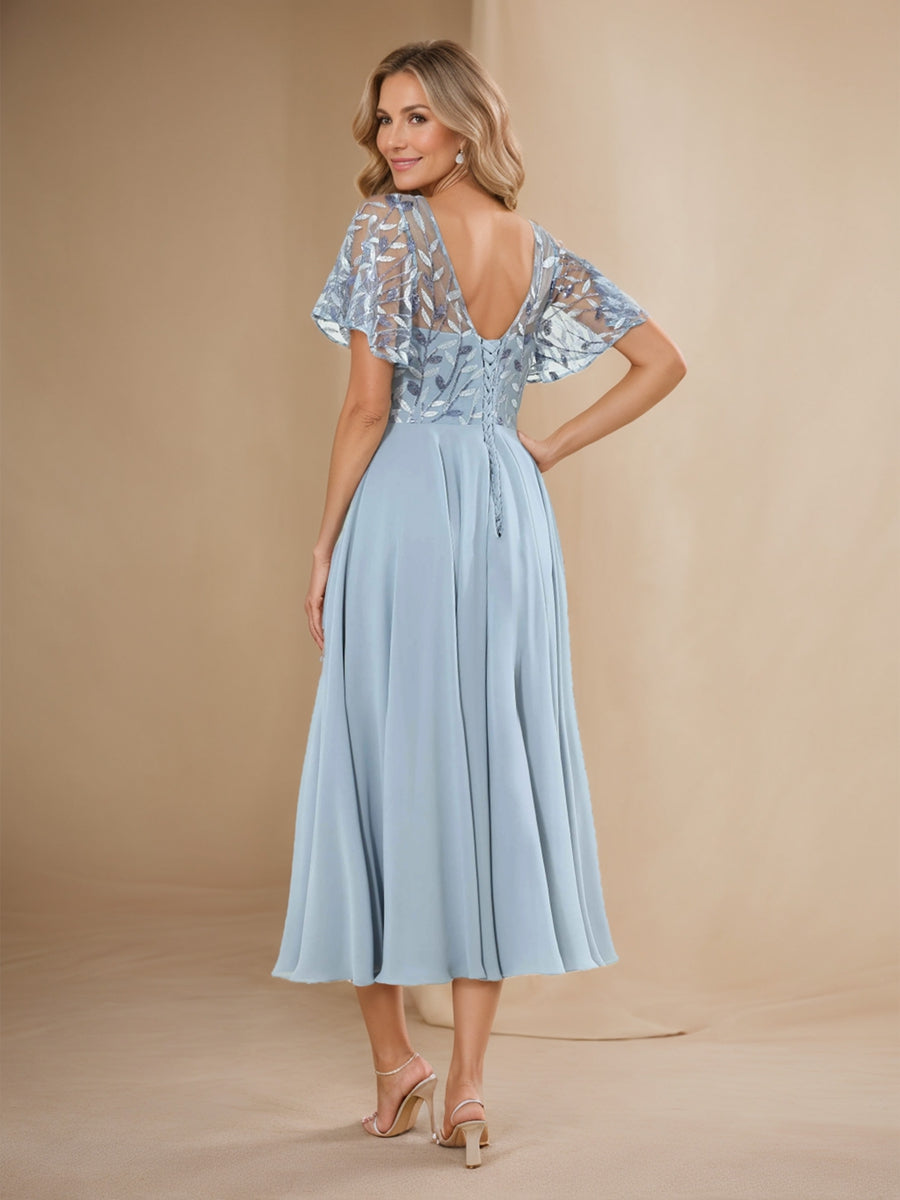 Xylia Sky Blue back view wedding guest dress