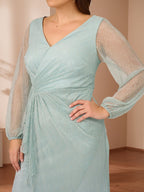 Kezia Pool Blue bodice detail wedding guest dress