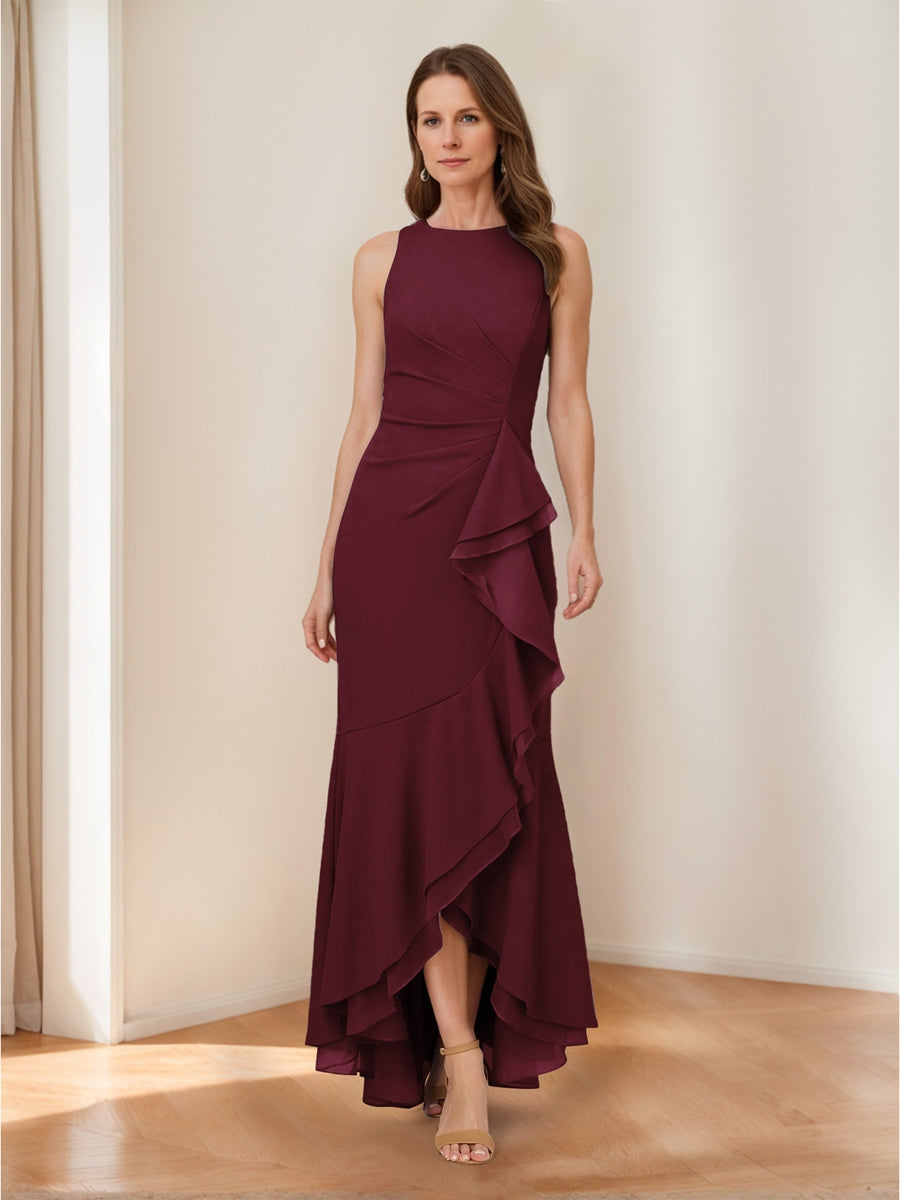 Valeria Mae Burgundy side view mother of the bride dress