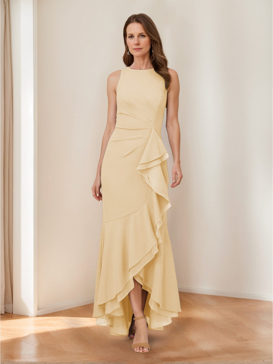 Selene Hart Champagne front view wedding guest dress