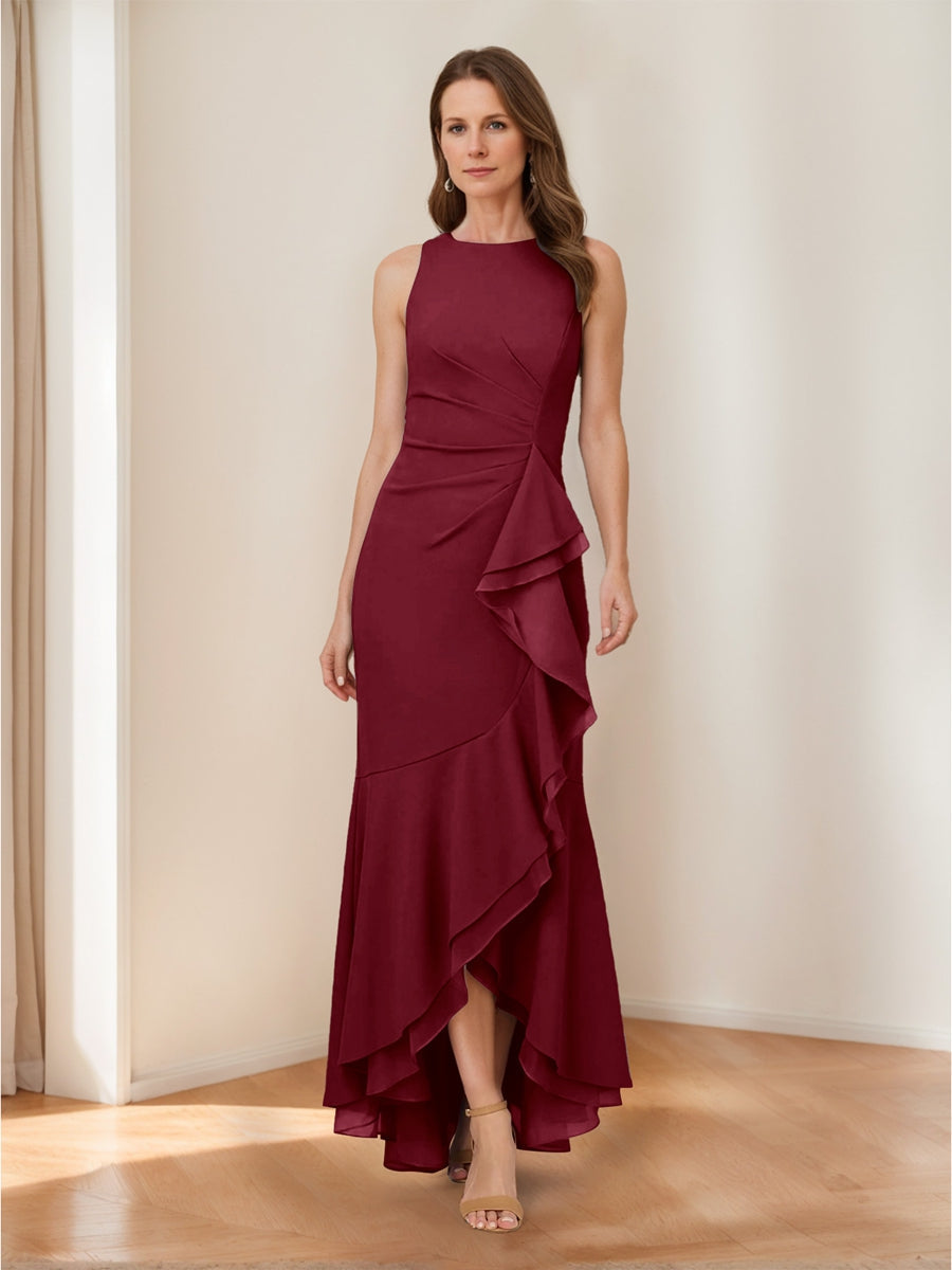 Selene Hart Burgundy front view wedding guest dress