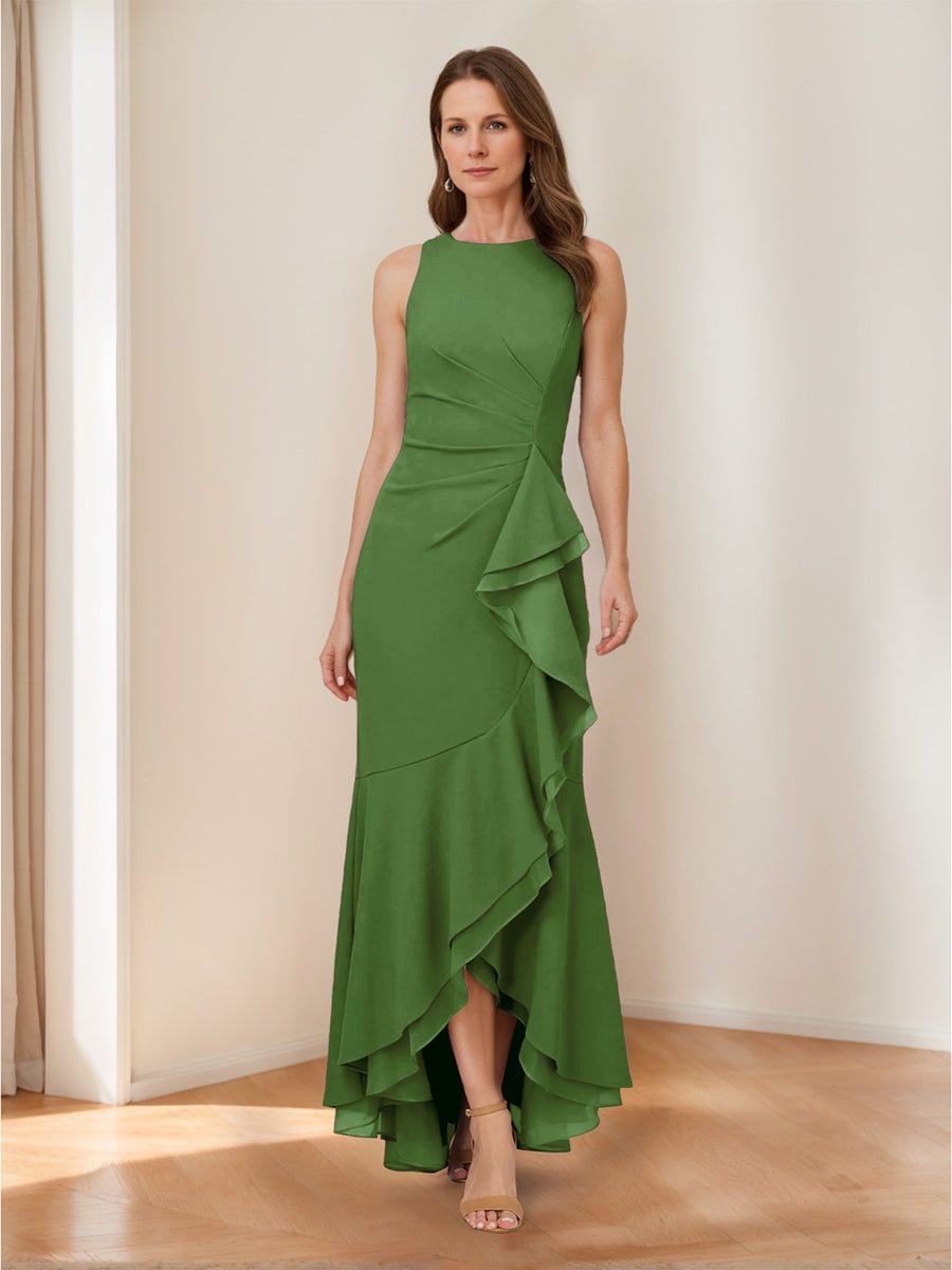 Selene Hart Olive Green front view wedding guest dress