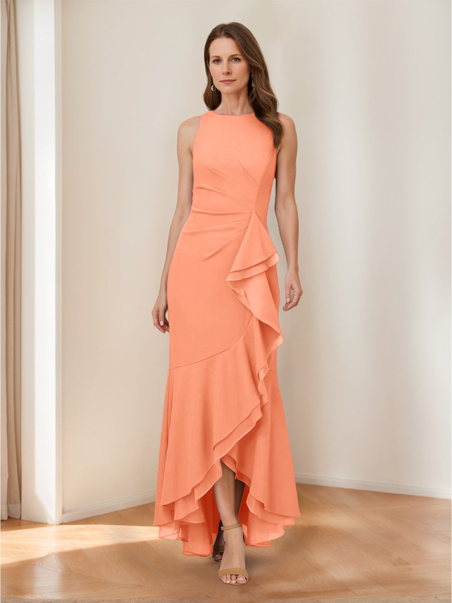 Selene Hart Coral front view wedding guest dress