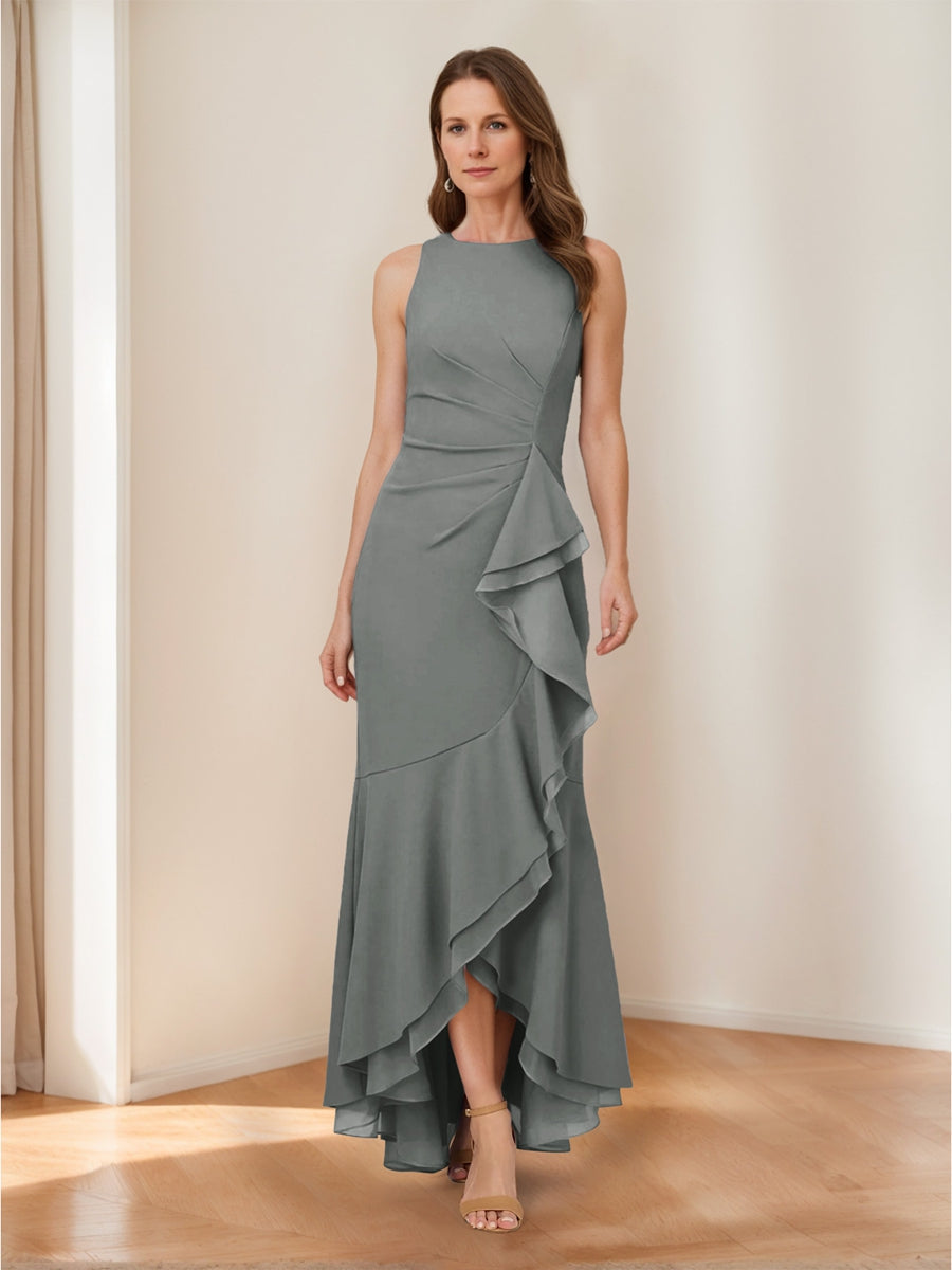 Selene Hart Steel Grey front view wedding guest dress