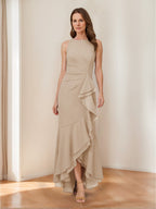 Selene Hart Taupe front view wedding guest dress