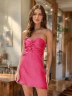 Cressida hot pink front view homecoming dress