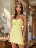 Cressida yellow front view homecoming dress