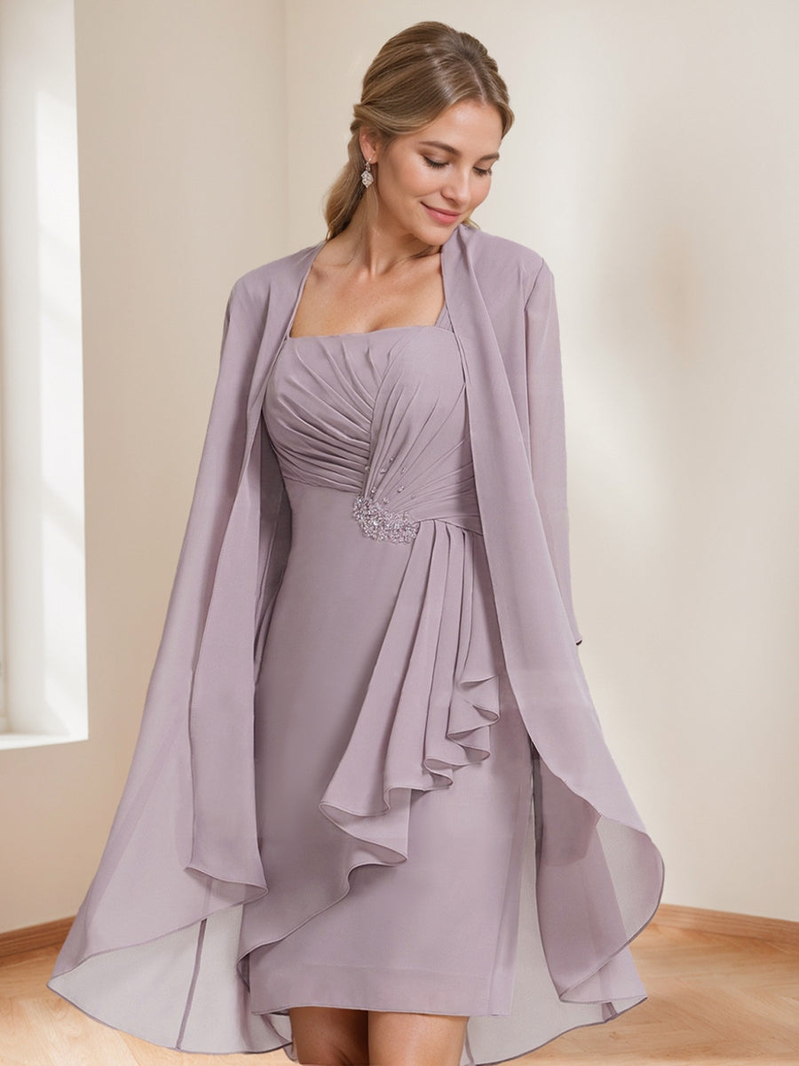 Quilla Steel Blue front view wedding guest dress