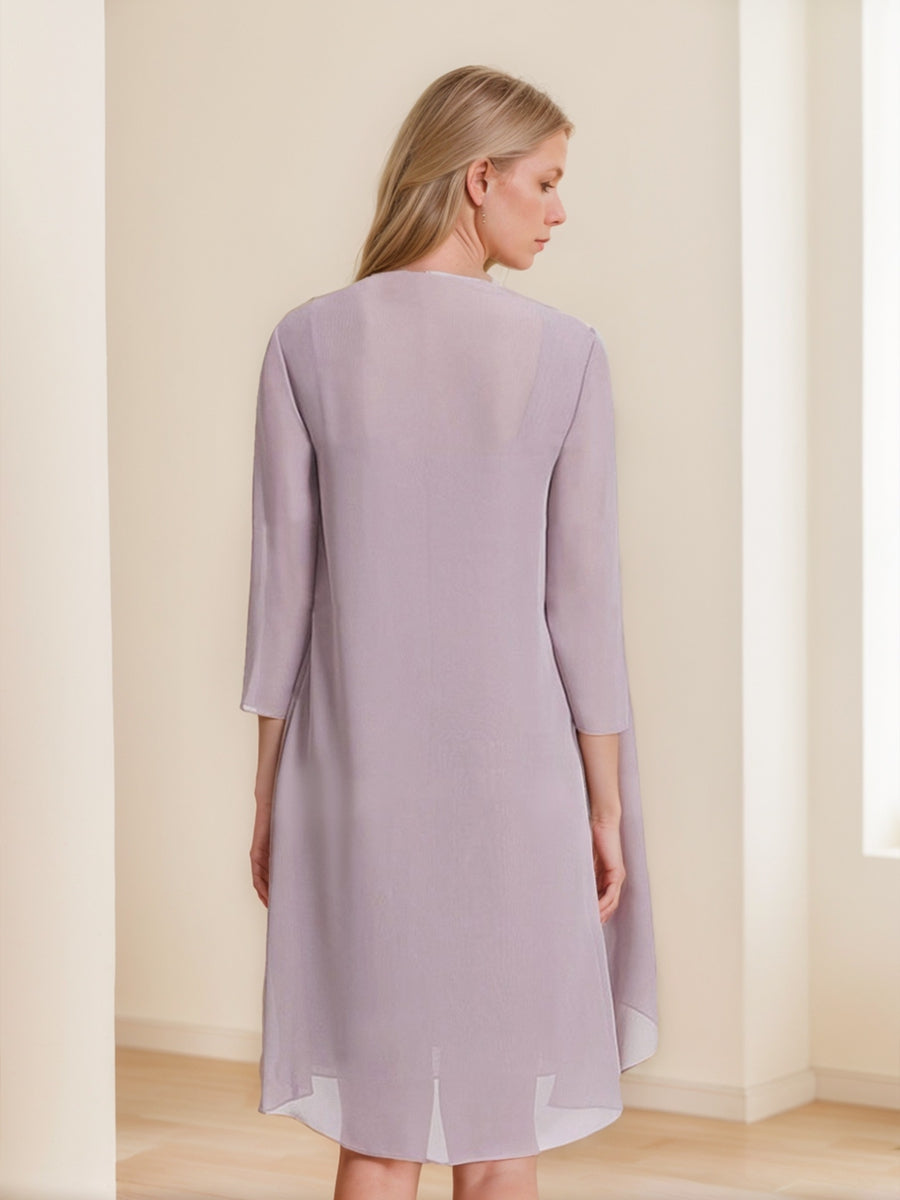 Quilla Steel Blue back view wedding guest dress