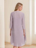 Quilla Steel Blue back view wedding guest dress