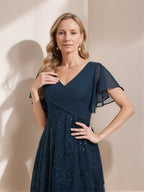 Gwyneth Navy Blue side view wedding guest dress